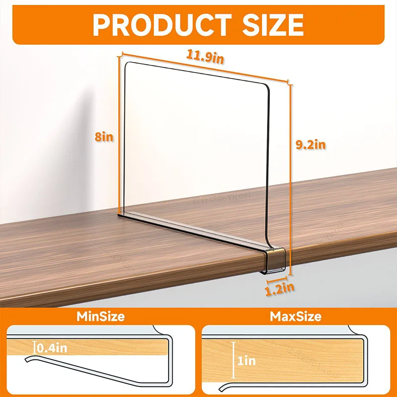 Clear Wardrobe Partition Board Set, PS Acrylic Shelf Dividers for Organizing Clothes/Books/Toys - Anti-Slip Space Saver thumbnail 5