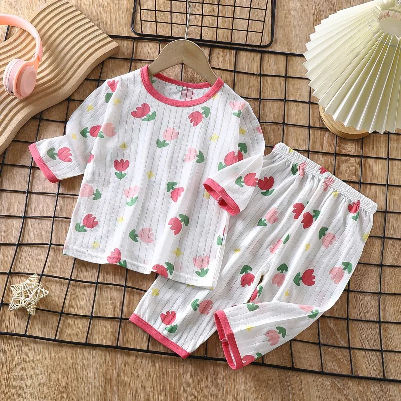 Toddler Long Sleeve Baby Nightwear Pyjamas Kids Cartoon Homewear Clothes Cartoon Homewear Baby Pajamas Sets Cotton Child Clothes thumbnail 6