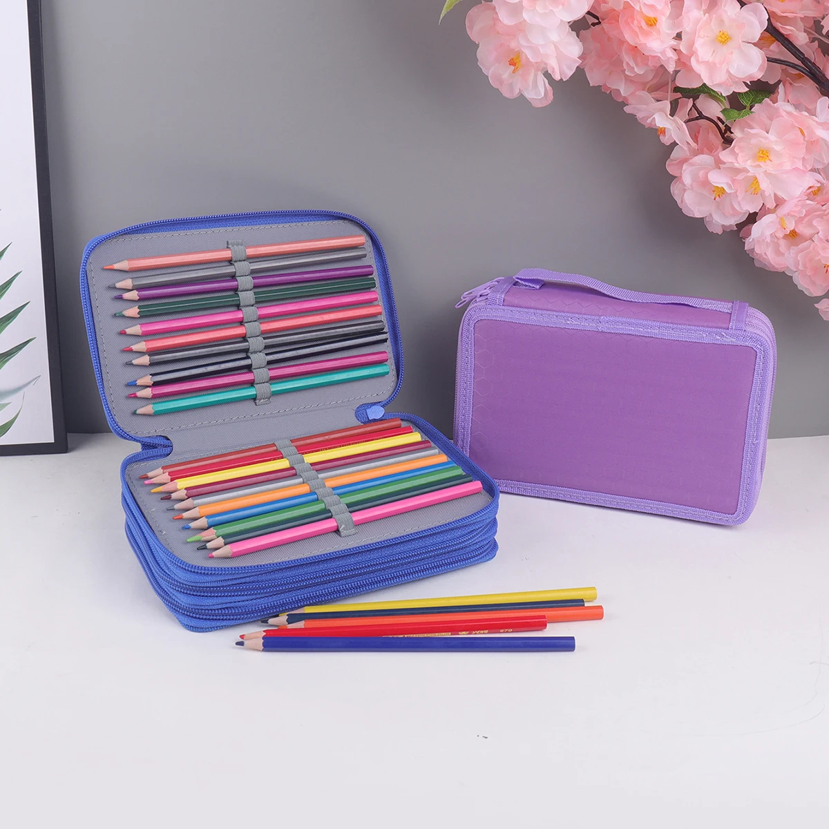 1 piece 3-layer handy pencil case, stylish large-capacity student pencil case and office storage bag, a gift for a friend thumbnail 4