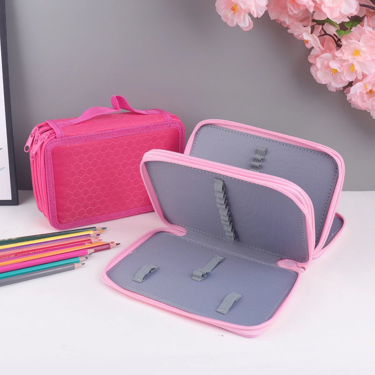 1 piece 3-layer handy pencil case, stylish large-capacity student pencil case and office storage bag, a gift for a friend thumbnail 6