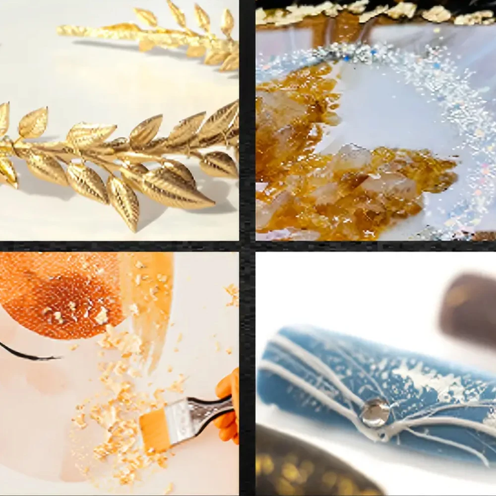 100ml/200ml Golden Leaf Gilding Adhesive Kit - Water-Based Epoxy Resin Glue for Metal Foil, Crafts & Jewelry Making on Wood, Gla thumbnail 4