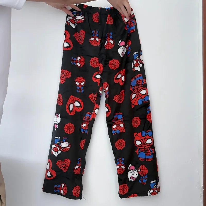 Anime Sanrio Y2k Autumn and Winter Hello Kitty Batman Pajama Pants Cartoon Hip Hop Ladies Warm Casual Flannel Pants Women Gifts thumbnail 3