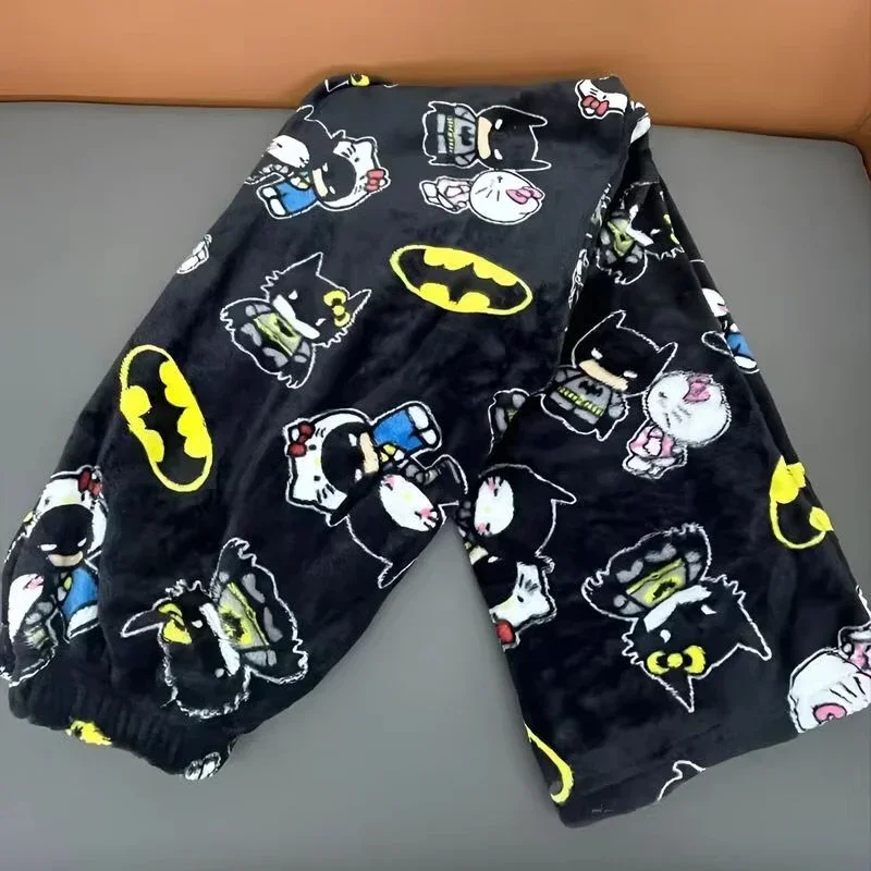 Anime Sanrio Y2k Autumn and Winter Hello Kitty Batman Pajama Pants Cartoon Hip Hop Ladies Warm Casual Flannel Pants Women Gifts thumbnail 5