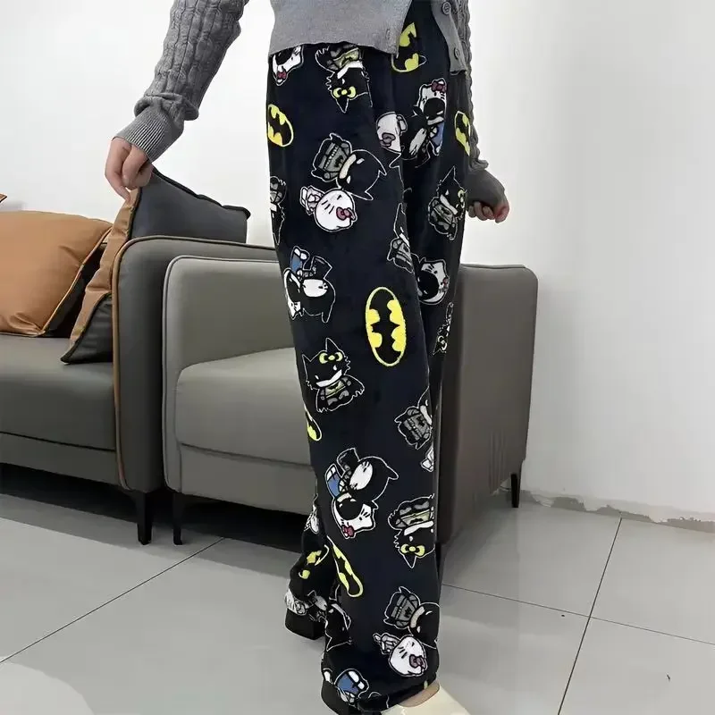 Anime Sanrio Y2k Autumn and Winter Hello Kitty Batman Pajama Pants Cartoon Hip Hop Ladies Warm Casual Flannel Pants Women Gifts thumbnail 6