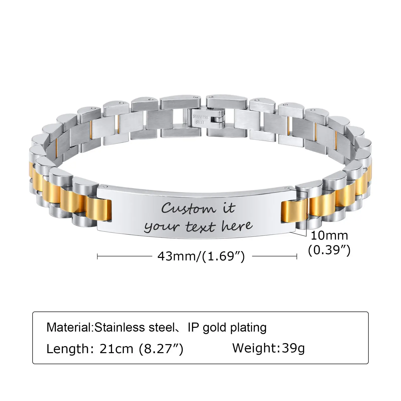 Personalized Engraved Bracelet for Men Women Customized text Bracelets,Hypoallergenic Stainless Steel Watch Chain memory Jewelry thumbnail 5