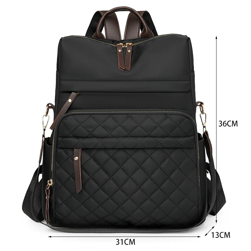 Fashion Plaid Daypack Women Waterproof Nylon Backpack Purse Ladies Large Capacity Book Bag Outdoor Travel Weekend Schoolbags thumbnail 4