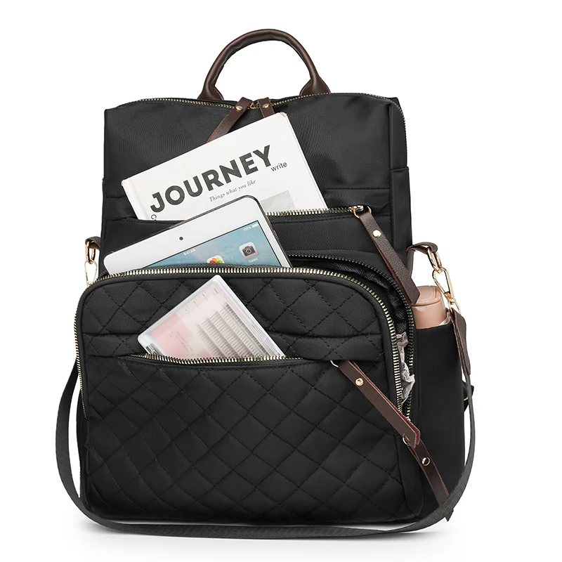 Fashion Plaid Daypack Women Waterproof Nylon Backpack Purse Ladies Large Capacity Book Bag Outdoor Travel Weekend Schoolbags thumbnail 5