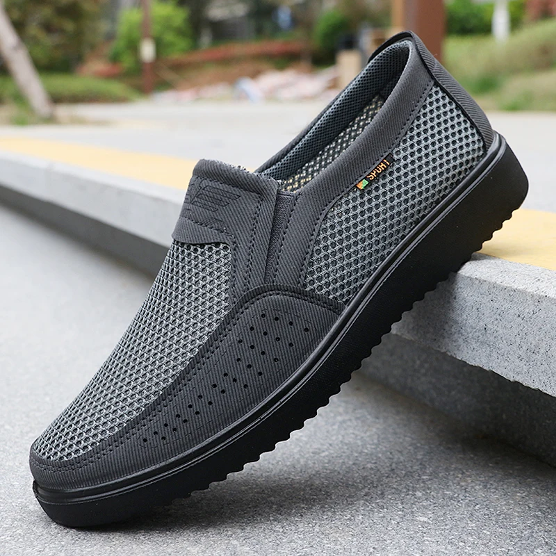 Men's Breathable Slip-On Casual Shoes - Lightweight Low-Top Walking Sneakers for Outdoor, Fishing, Park and Exercise, Brown Mesh Fabric, Rubber Sole, Plaid for All Seasons, Outdoor Shoes | Low-Top Shoes | Fabric Upper thumbnail 6