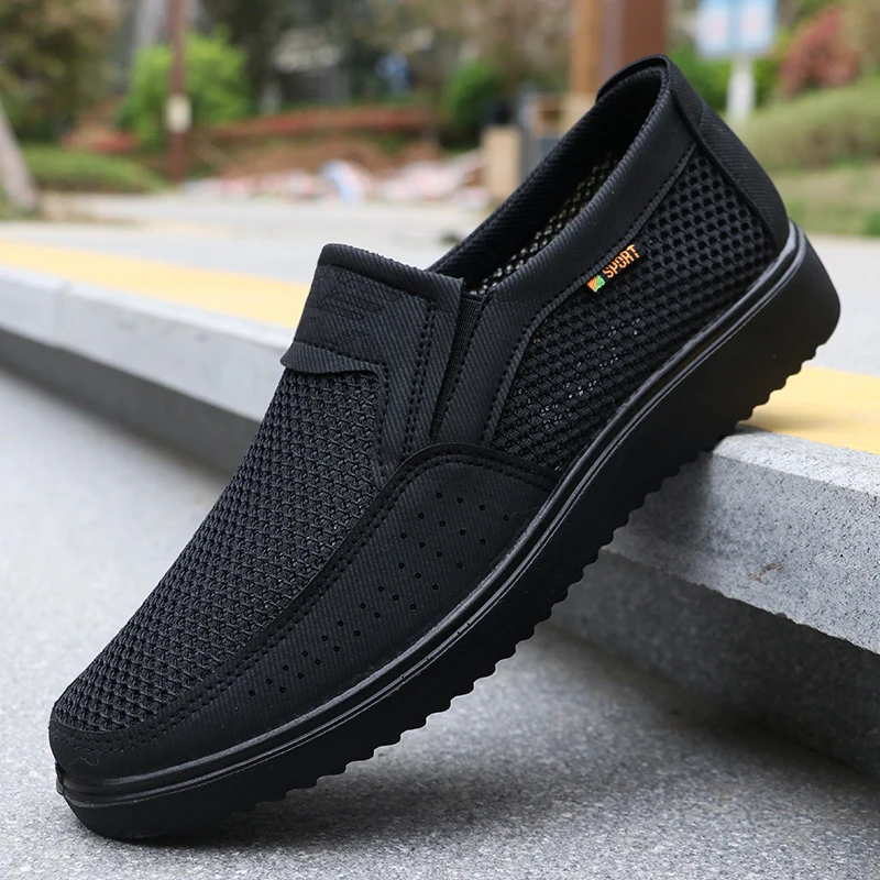 Men's Breathable Slip-On Casual Shoes - Lightweight Low-Top Walking Sneakers for Outdoor, Fishing, Park and Exercise, Brown Mesh Fabric, Rubber Sole, Plaid for All Seasons, Outdoor Shoes | Low-Top Shoes | Fabric Upper thumbnail 4