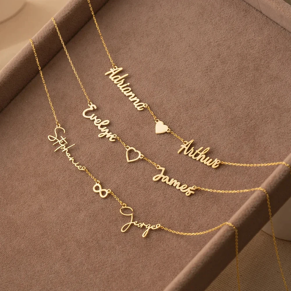 Lemegeton Customized Name Necklace Custom Multiple Name Pendant Stainless Steel Jewelry for Women Girl Personalized Family Gifts thumbnail 4