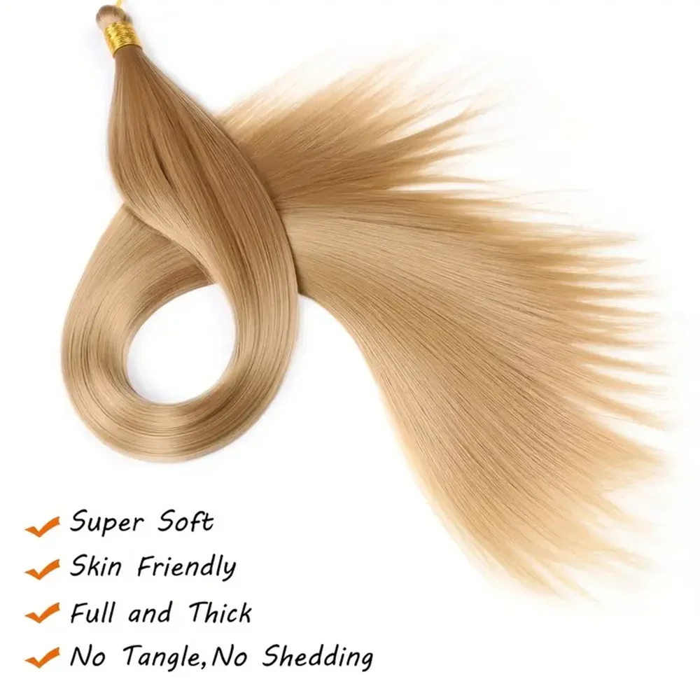 28 Inch Bone Straight Silky Crochet Braiding Hair 150g Synthetic Hair High Temperature Hair Extensions Hair Bundles for Women thumbnail 2