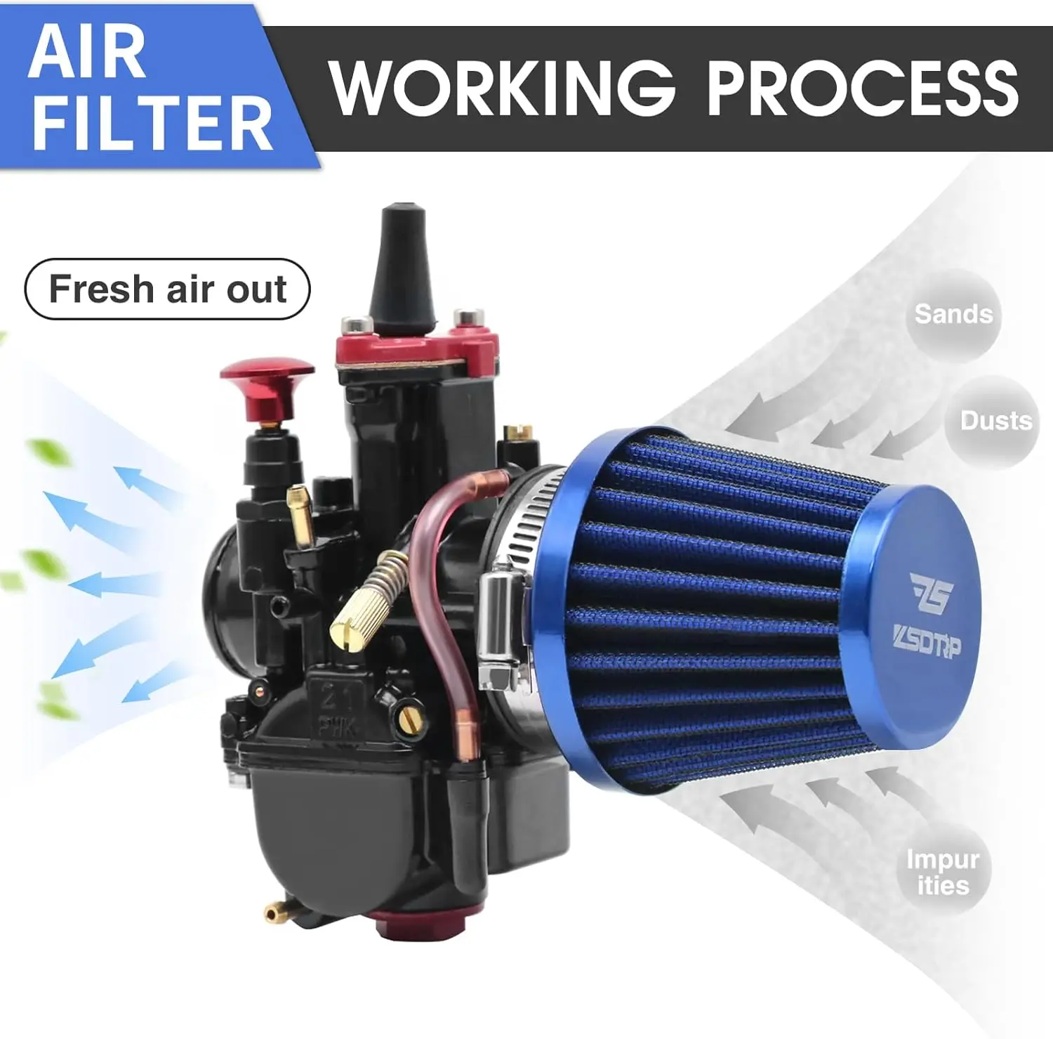 Alconstar Motorcycle 32mm-45mm Air Intake Filter Universal Carburetor Air Filter Cleaner for Dirt Pit ATV SSR TTR Bike Filter thumbnail 4