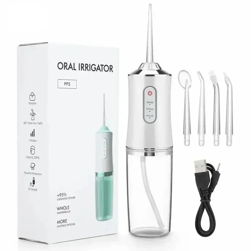 Mouth Washing Machine Powerful Portable Irrigator Dental Water Jet 3 Modes USB Rechargeable 4 Jet for Teeth Cleaning Health