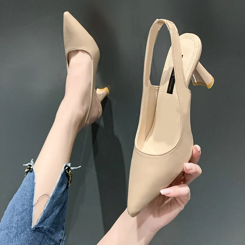 Summer Fashion New Breathable Pointed Toe Stiletto Heel PU Comfortable and Elegant Women's Shoes Shallow Mouth Sexy Sandals thumbnail 2