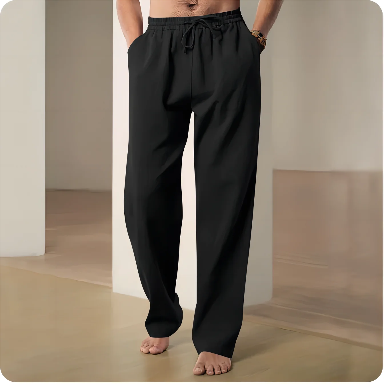2025 New Men Spring Summer Quality Trousers Mens Cotton Hemp Breathable Comfortable Casual Home Straight Pants Linen Men's Pants thumbnail 6