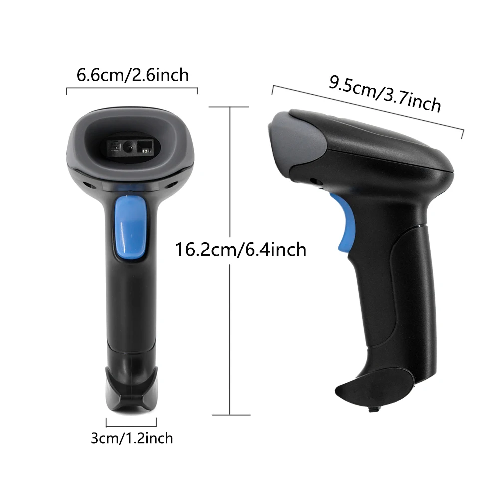 Bluetooth Wireless/Wired 2D Barcode Scanner Portable Handheld 1D/2D QR Code Reader Quick Identify Scan CMOS for Retail Warehouse thumbnail 2