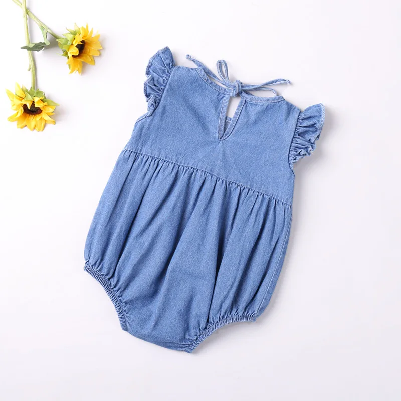 Baby Girls Rompers Toddler Ruffles Romper Cotton Denim Fly Sleeveless Summer Bodysuit Sunsuit Outfits Newborn Infant Jumpsuit thumbnail 2