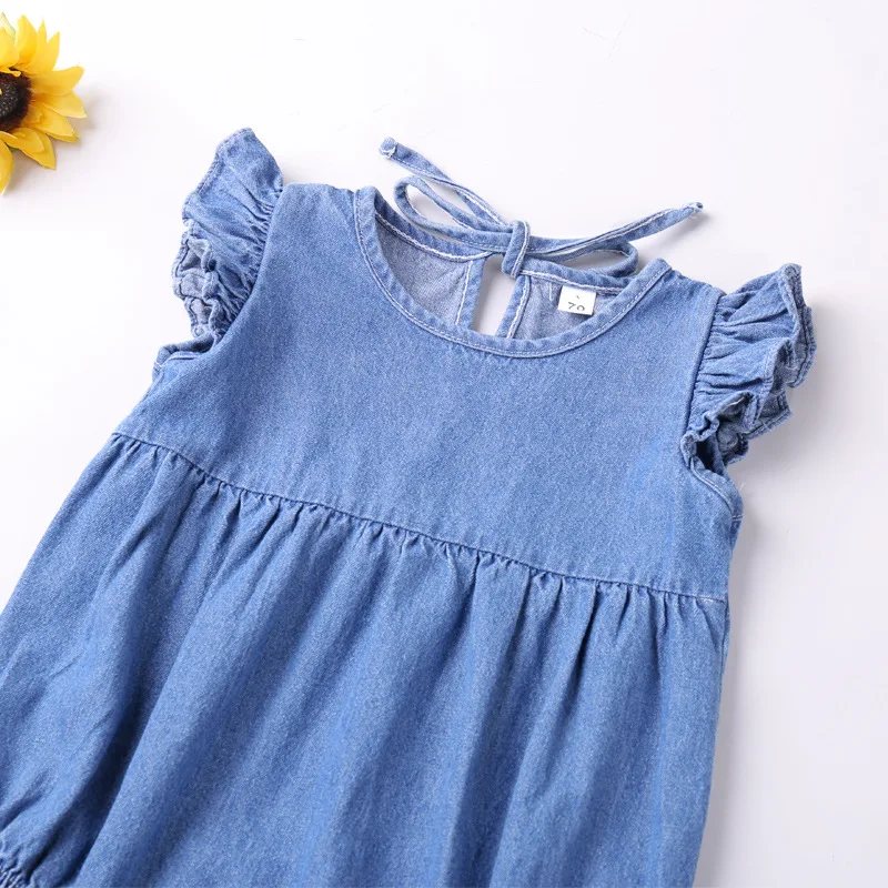 Baby Girls Rompers Toddler Ruffles Romper Cotton Denim Fly Sleeveless Summer Bodysuit Sunsuit Outfits Newborn Infant Jumpsuit thumbnail 4