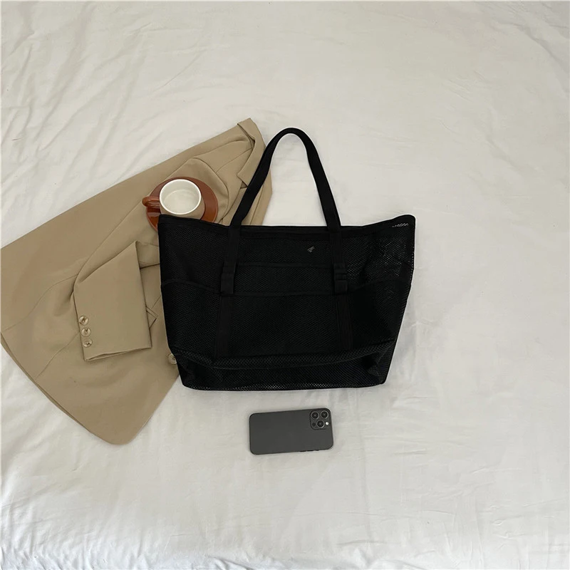 Portable Mesh Beach Bag For Women Makeup Travel Storage Wash Bag Summer Travel Swimming Bath Bag Organizer Shopper Totes thumbnail 5