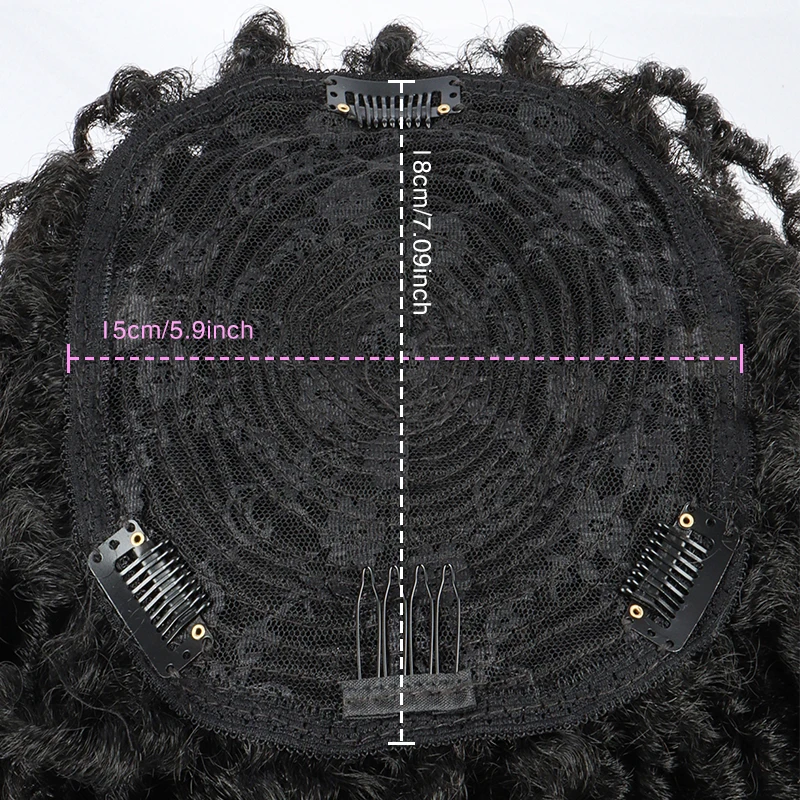 Synthetic Hair Afro Curly Hair Short Dreadlock Half Wig Topper Hair Clips in Hairpiece For Men & Women thumbnail 4