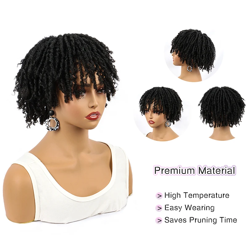 Synthetic Hair Afro Curly Hair Short Dreadlock Half Wig Topper Hair Clips in Hairpiece For Men & Women thumbnail 3