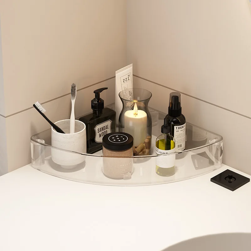 Fashion Rack Multi-Layer Transparent Bathroom Shelf Washbasin Storage Trolley Easy-Move Corner Space-Saving Toilet Rack thumbnail 5