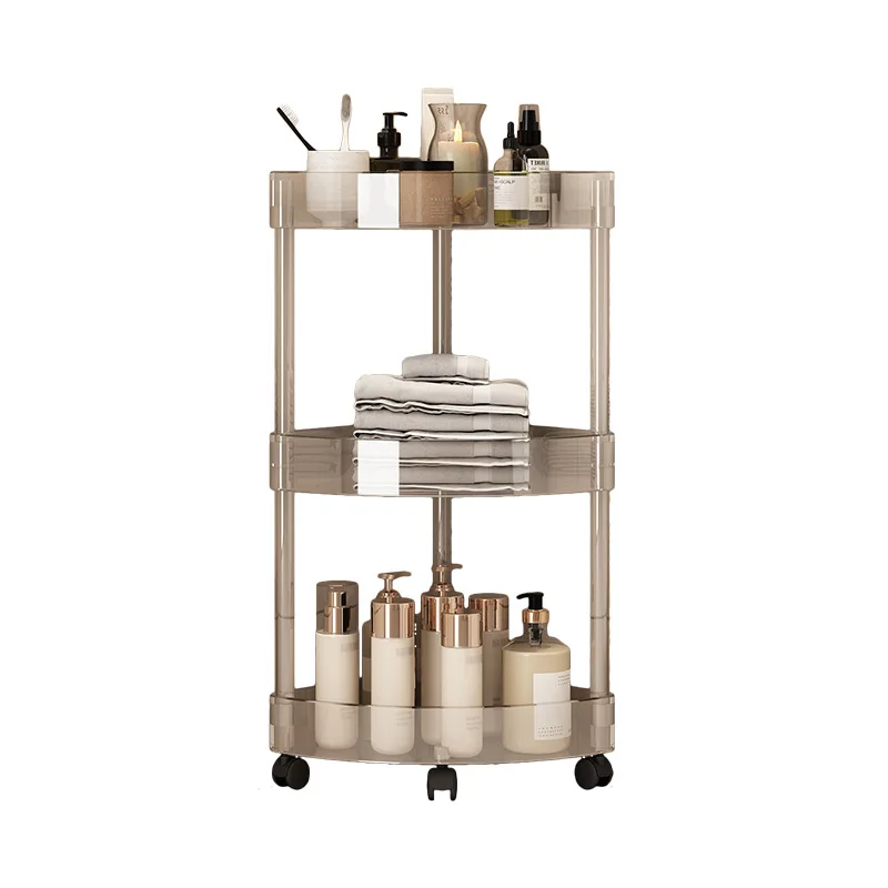 Fashion Rack Multi-Layer Transparent Bathroom Shelf Washbasin Storage Trolley Easy-Move Corner Space-Saving Toilet Rack thumbnail 6