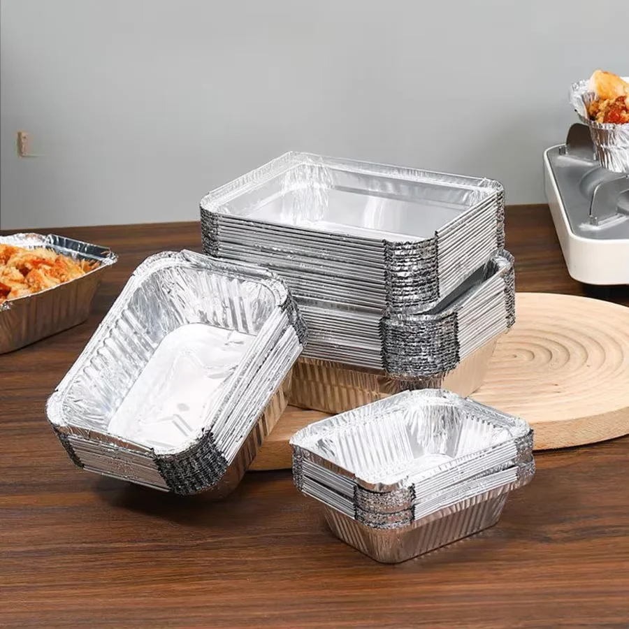 50Pcs Aluminum Pan Foil Containers Aluminum Pans Tin Pans Disposable Pans Aluminum Foil Food Containers Freezer Meals Containers