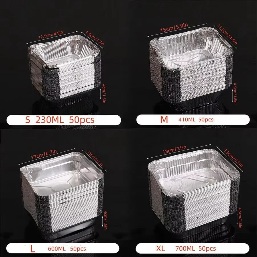 50Pcs Aluminum Pan Foil Containers Aluminum Pans Tin Pans Disposable Pans Aluminum Foil Food Containers Freezer Meals Containers thumbnail 2