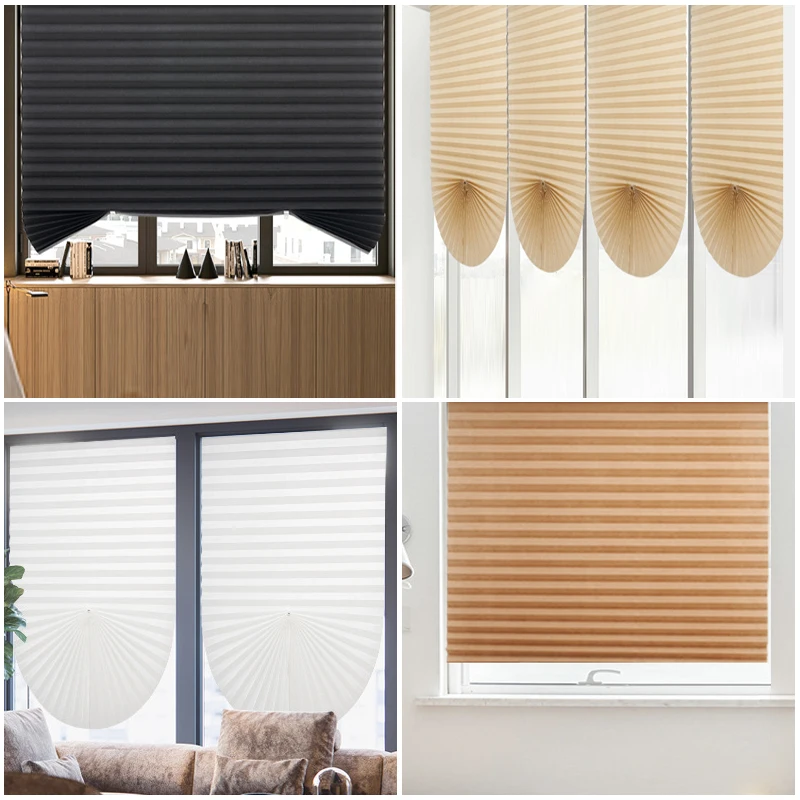 1 PC Easy Installation Window Shades Non-woven Fabric Pleated Zebra Blinds Roller Room Blackout Curtain For Living Room Balcony thumbnail 4