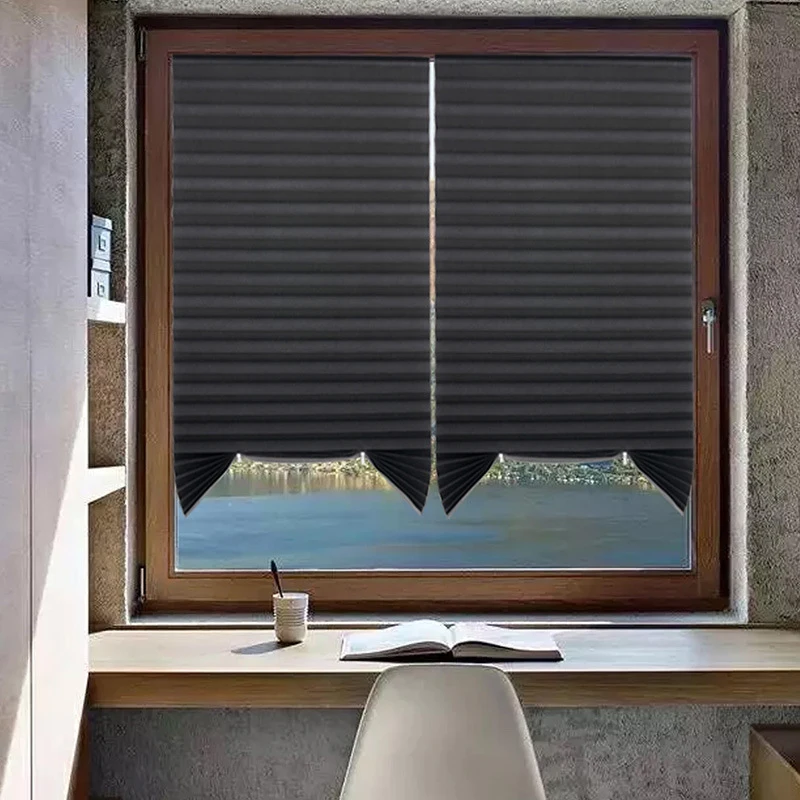 1 PC Easy Installation Window Shades Non-woven Fabric Pleated Zebra Blinds Roller Room Blackout Curtain For Living Room Balcony thumbnail 5