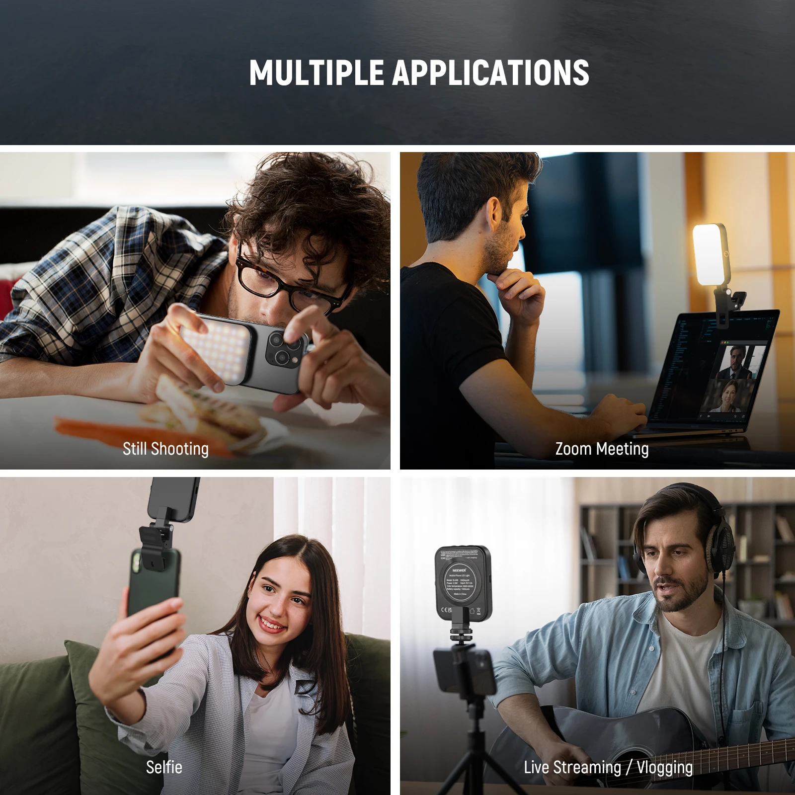 NEEWER Magnetic Selfie Light Compatible with MagSafe iPhone 16 15 Pro Max Plus, Clip on Video Conference Lighting Fill Light thumbnail 2