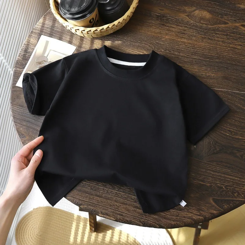 Children's Cotton Short Sleeve White Red Black T-shirt Girls' Summer Baby Clothes Kids Boys' Tops thumbnail 3