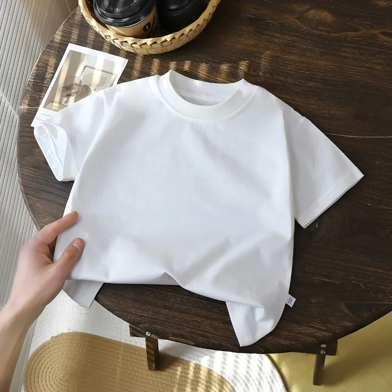 Children's Cotton Short Sleeve White Red Black T-shirt Girls' Summer Baby Clothes Kids Boys' Tops thumbnail 2