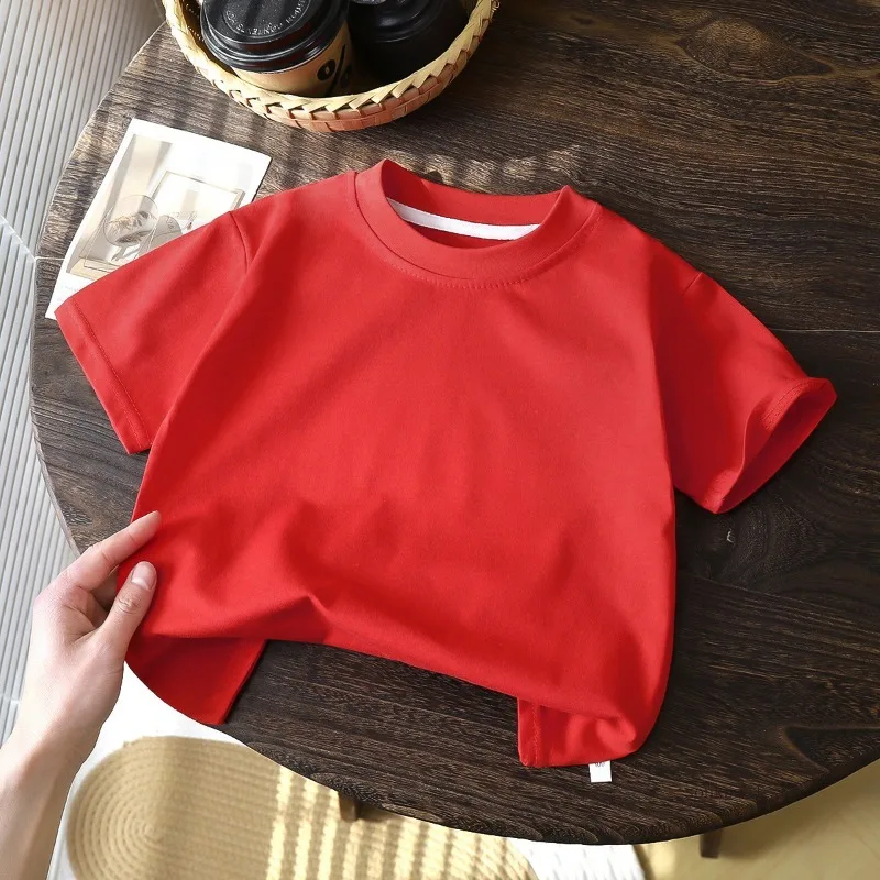 Children's Cotton Short Sleeve White Red Black T-shirt Girls' Summer Baby Clothes Kids Boys' Tops thumbnail 5