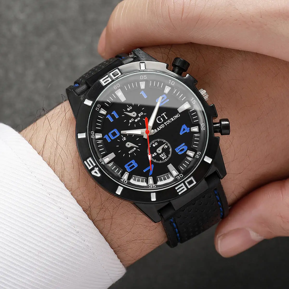 Casual Silicone Band Men Sports Watches Arabic Dial Men's Quartz Wristwatch Clock Reloj Hombre（Without Box） thumbnail 6