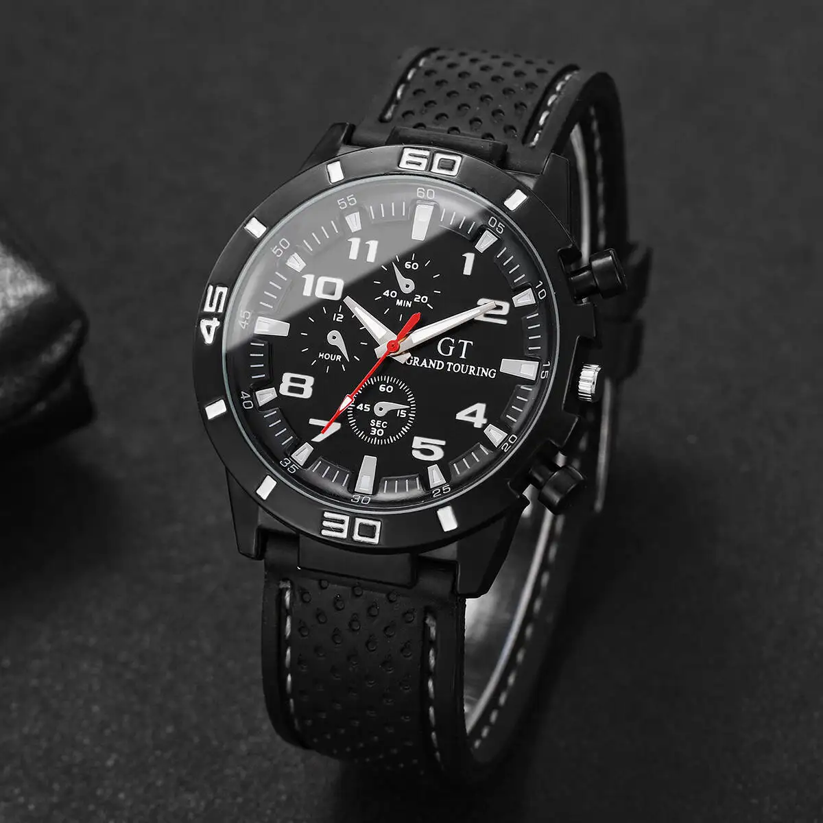 Casual Silicone Band Men Sports Watches Arabic Dial Men's Quartz Wristwatch Clock Reloj Hombre（Without Box） thumbnail 3