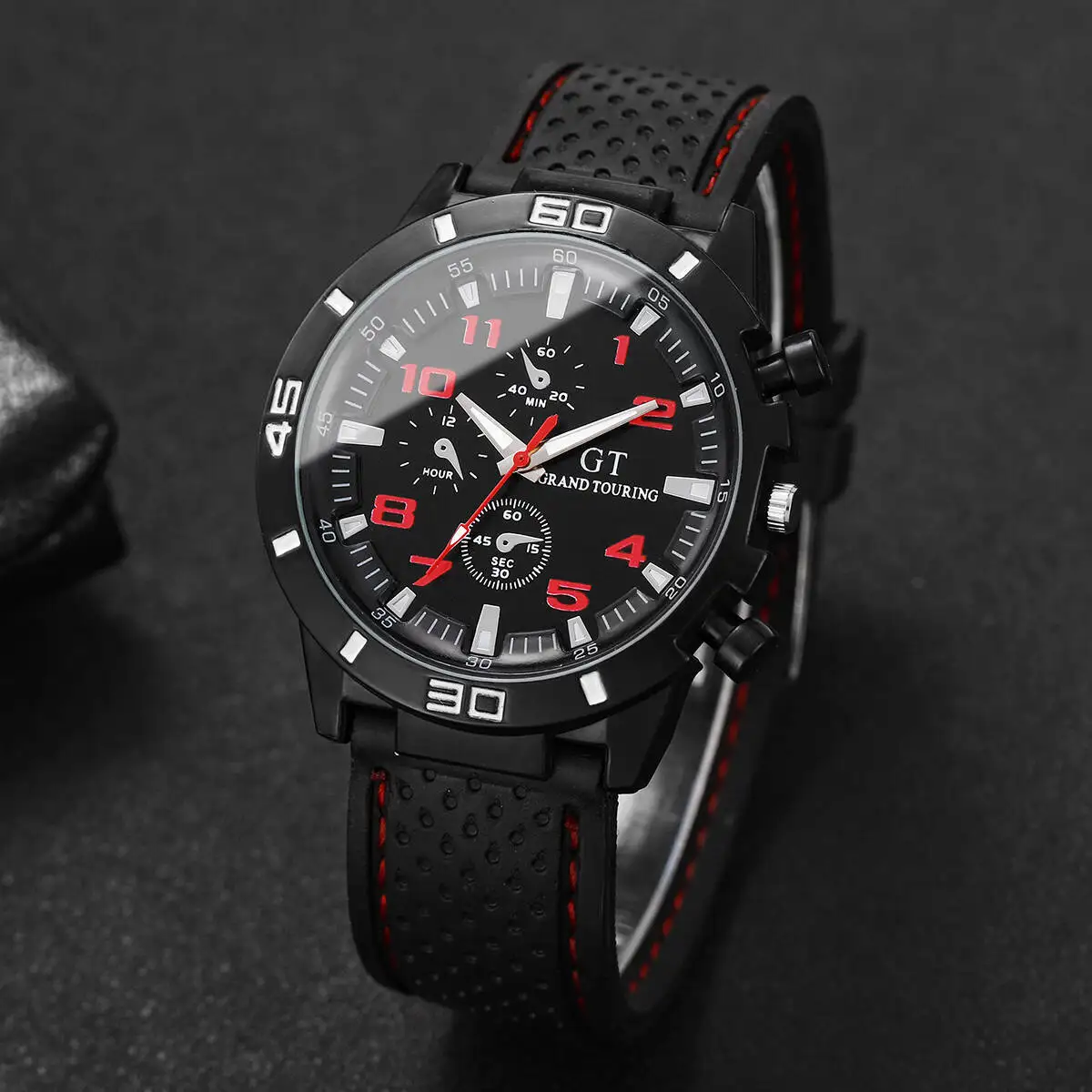 Casual Silicone Band Men Sports Watches Arabic Dial Men's Quartz Wristwatch Clock Reloj Hombre（Without Box） thumbnail 2