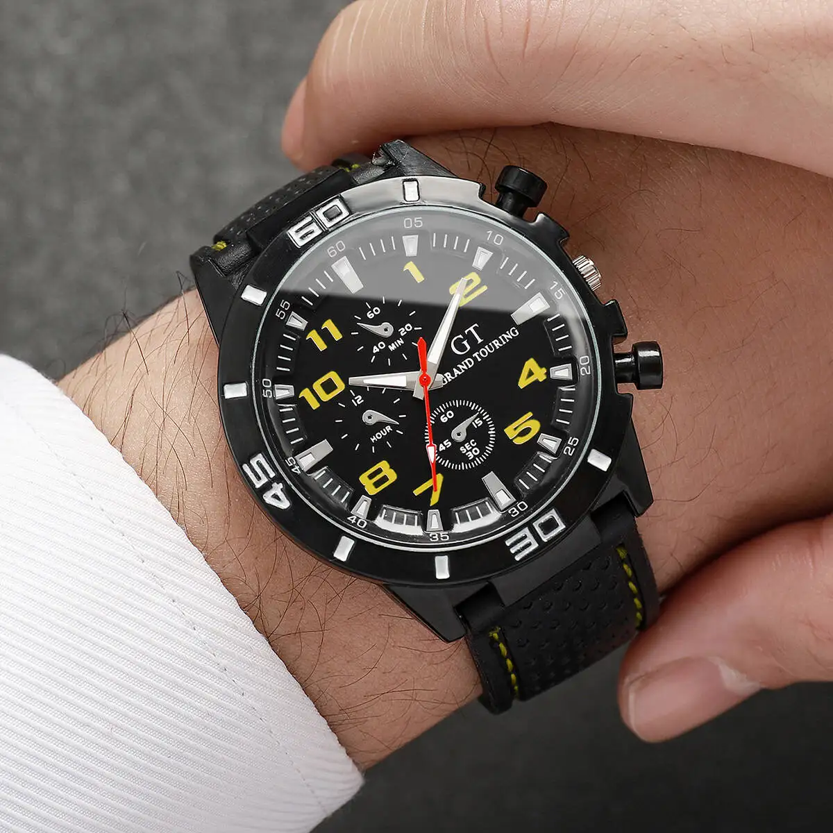 Casual Silicone Band Men Sports Watches Arabic Dial Men's Quartz Wristwatch Clock Reloj Hombre（Without Box） thumbnail 5