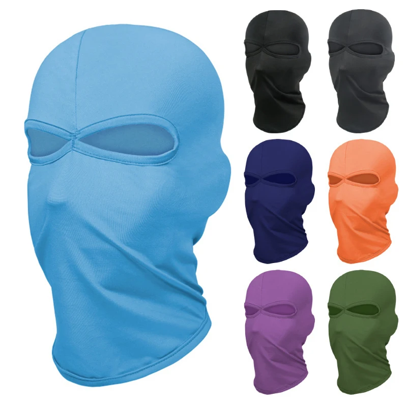 2 Hole Balaclava Motorcycle Face Mask Moto Helmet Bandana Hood Ski Neck Full Face Mask Windproof Face Shield Men's Biker Mask thumbnail 4