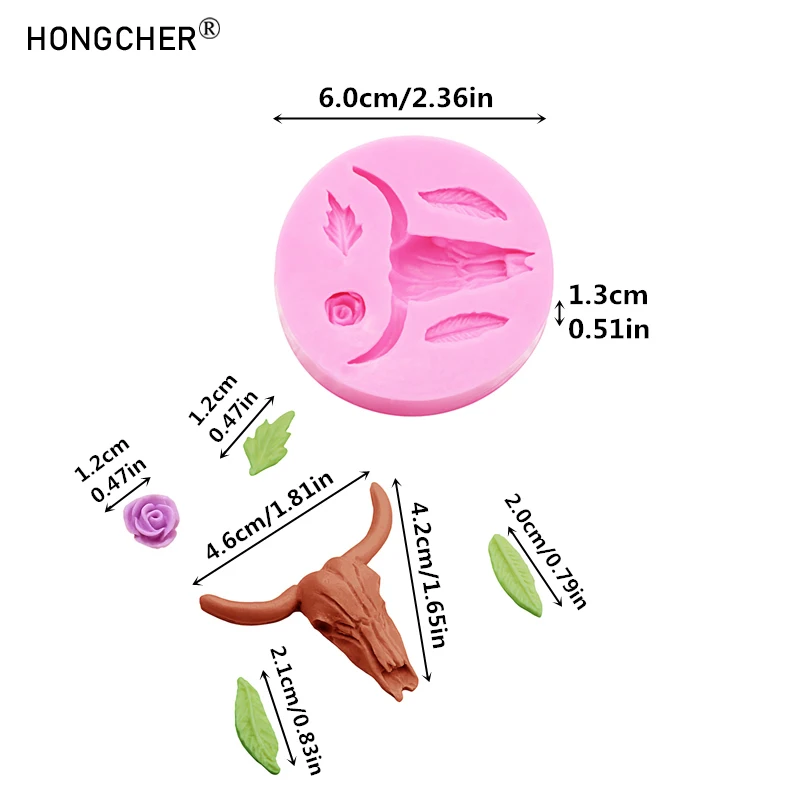 3D sheep head horse head resin clay jewelry drip silicone mold flower accessories silicone mold cake decorating molds thumbnail 2