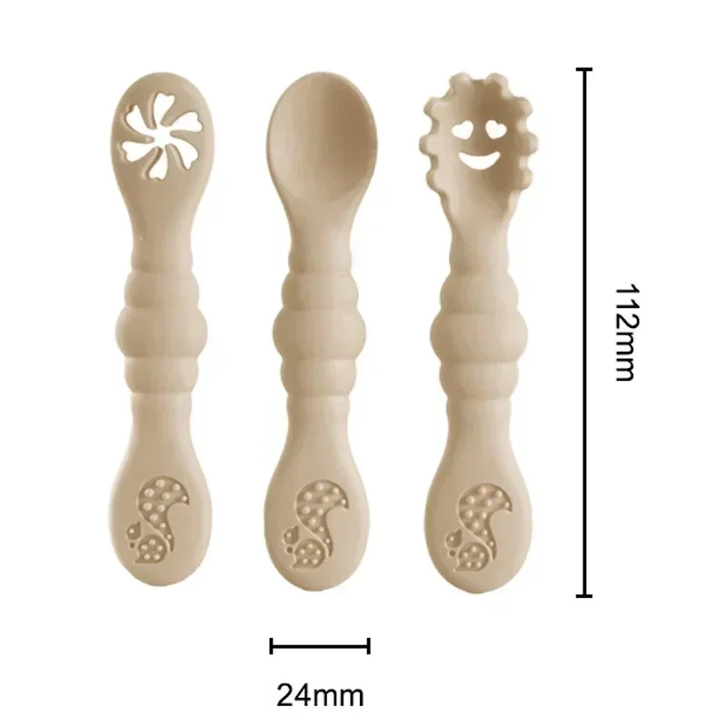 3PCS Silicone Spoon Fork For Baby Utensils Set Feeding Food Toddler Learn To Eat Training Soft Fork Cutlery Children's Tableware thumbnail 5