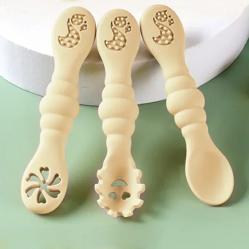 3PCS Silicone Spoon Fork For Baby Utensils Set Feeding Food Toddler Learn To Eat Training Soft Fork Cutlery Children's Tableware thumbnail 4