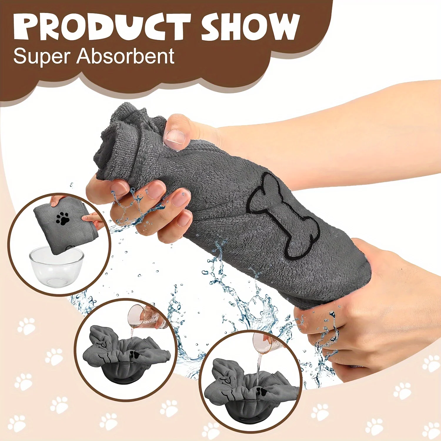 1/4 PCS Quick-Drying Microfiber Dog Towel Absorbent Pet Bath Product Fiber Quick-drying Bath Towel Car Wiping Cloth Pet Supplies thumbnail 4