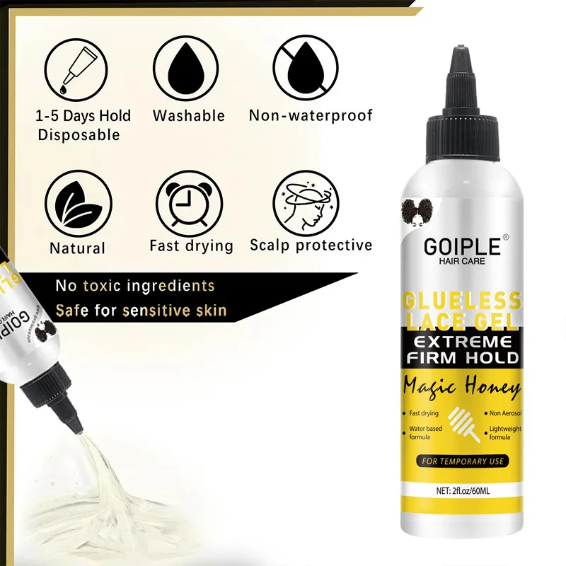 GOIPLE 2fl.oz Washable Glue Less Lace Gel Extreme Firm Hold Fast Drying Natural Wig Formula Adhesive for Temporary Use thumbnail 3