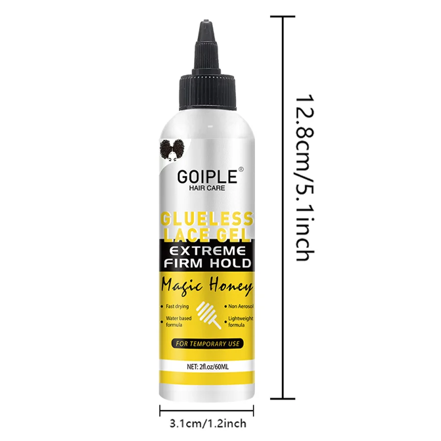 GOIPLE 2fl.oz Washable Glue Less Lace Gel Extreme Firm Hold Fast Drying Natural Wig Formula Adhesive for Temporary Use thumbnail 6
