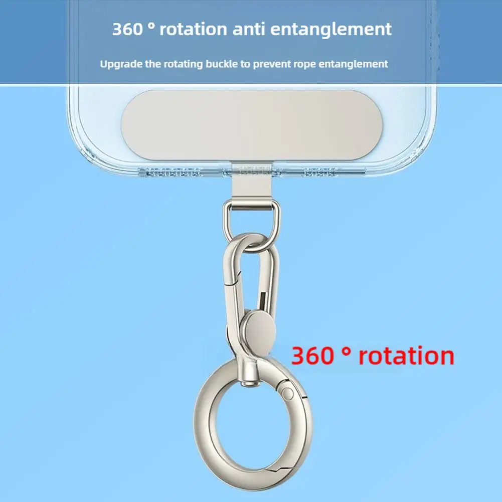 Metal Phone Lanyard Gasket Patch Rotatable Metal Buckle Hanging   Steel Clip Card Cord Tab Mobile Phone Accessories thumbnail 2