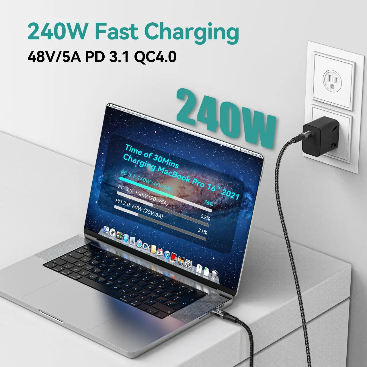 USB4 Cable 40Gbps 240W 8K For Thunderbolt 4 Type C Fast Charging Thunderbolt3 USB 4.0 USB C to C Data Transfer Cable For laptop thumbnail 6