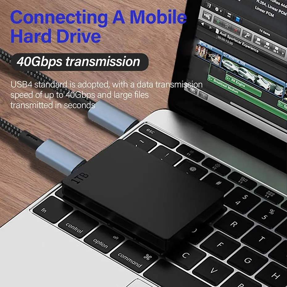 USB4 Cable 40Gbps 240W 8K For Thunderbolt 4 Type C Fast Charging Thunderbolt3 USB 4.0 USB C to C Data Transfer Cable For laptop thumbnail 4