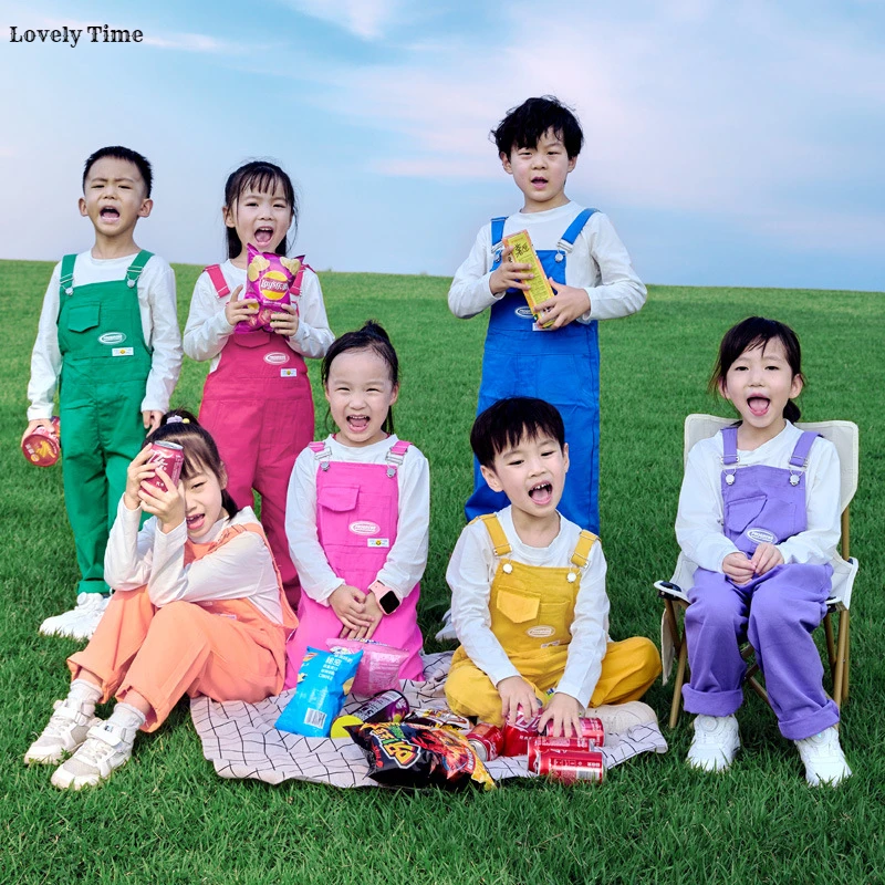 Kids Hip Hop Colorful Overalls Girls Sweet Dungaree Children Candy Color Jumpsuit Street Dance Romper Boys Streetwear Trousers thumbnail 4